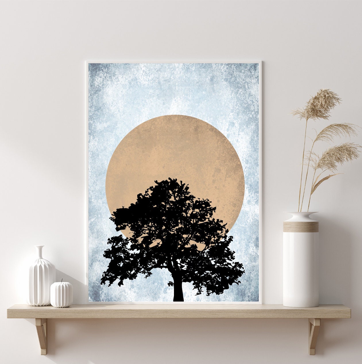 Abstract Poster Tree Sun Home decor Poster Print Home Decor Dorm living room Bedroom graphic shapes design