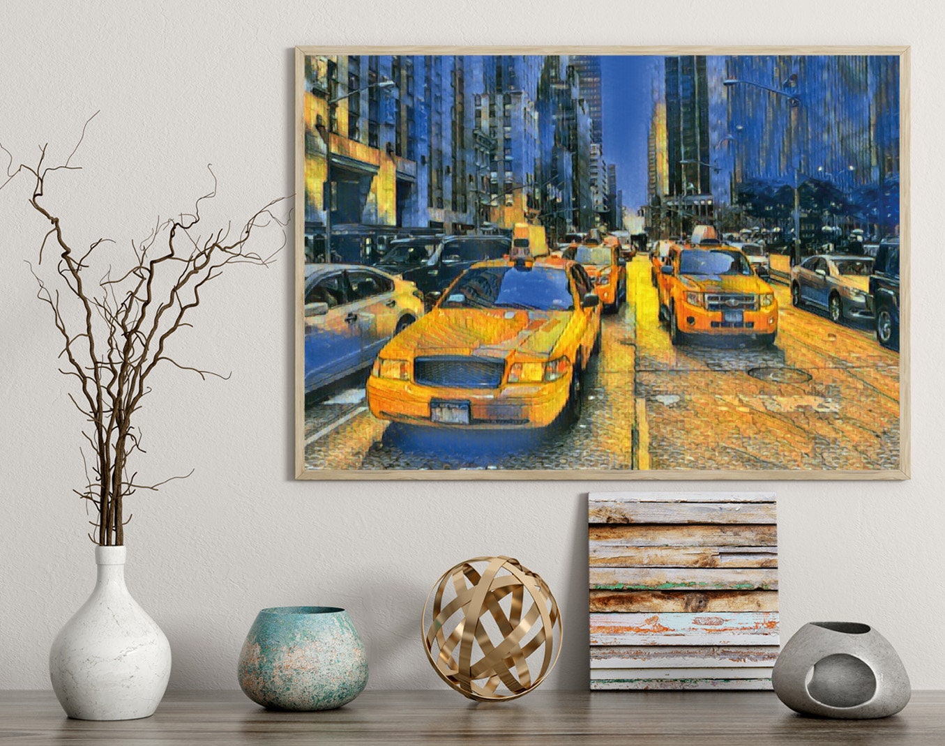 New York poster print home wall art decor modern yellow New York City