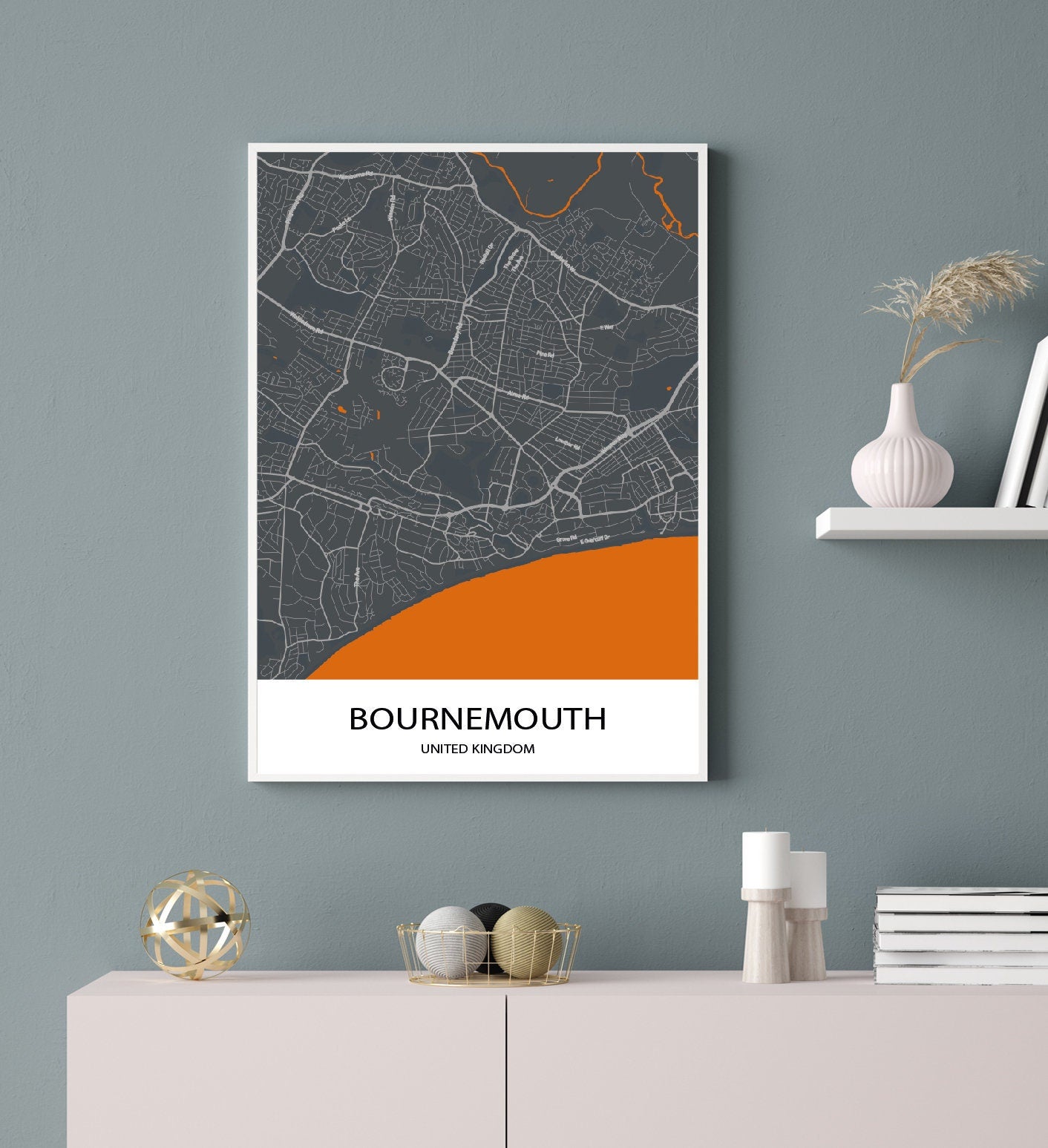 Bournemouth map Print Map Gift Wall Art Map Poster Home Decor Map City Map Print Poster Print