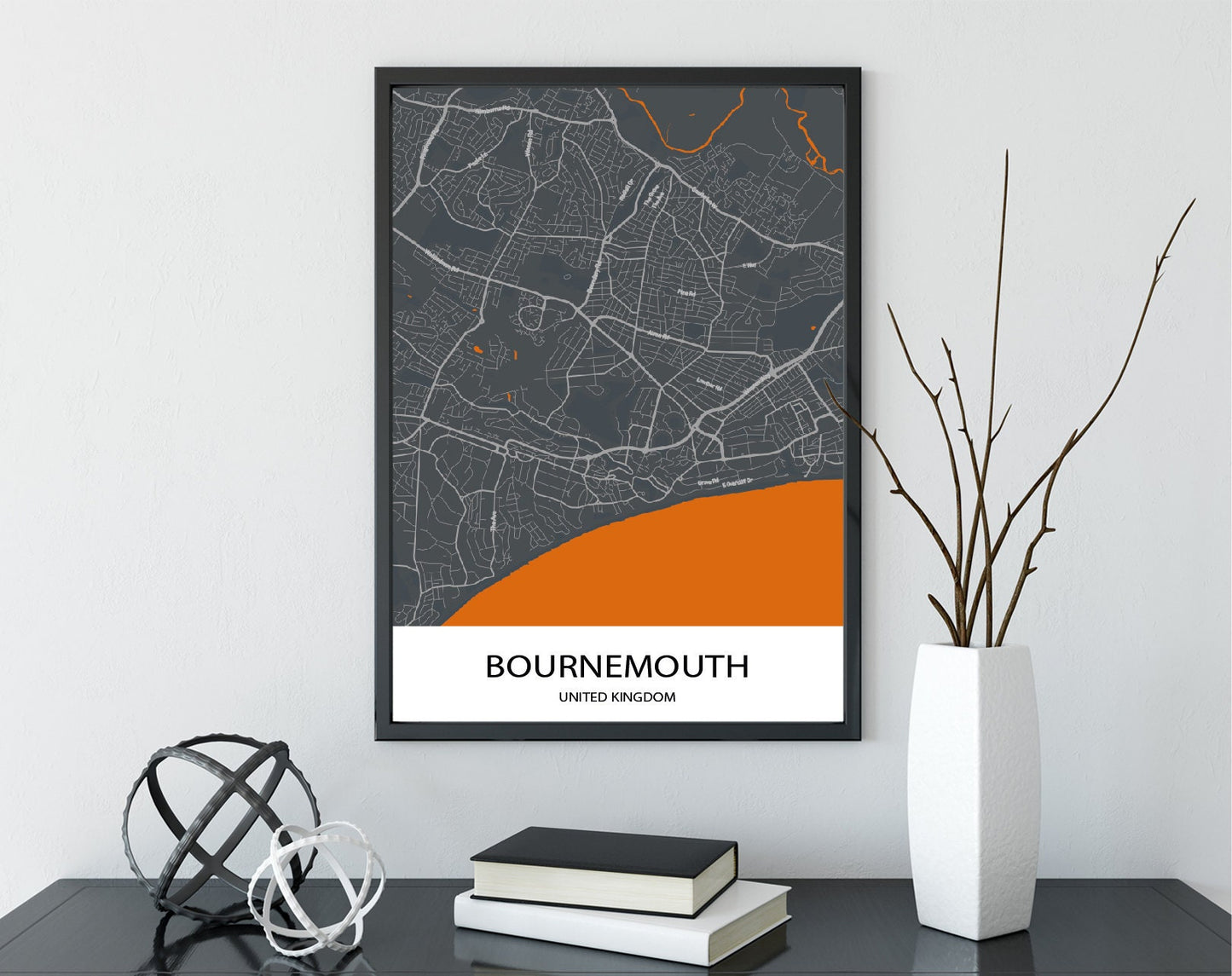 Bournemouth map Print Map Gift Wall Art Map Poster Home Decor Map City Map Print Poster Print