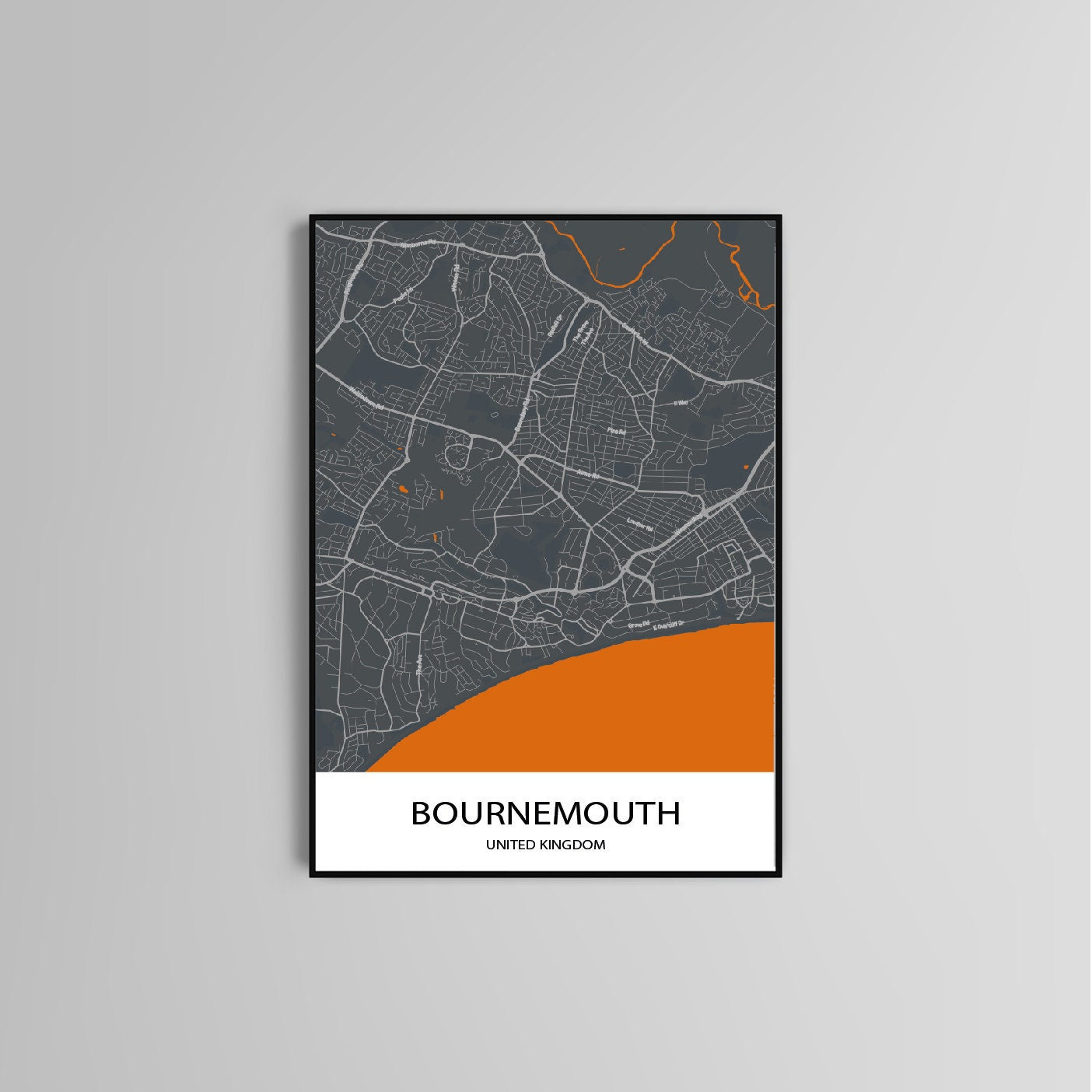 Bournemouth map Print Map Gift Wall Art Map Poster Home Decor Map City Map Print Poster Print