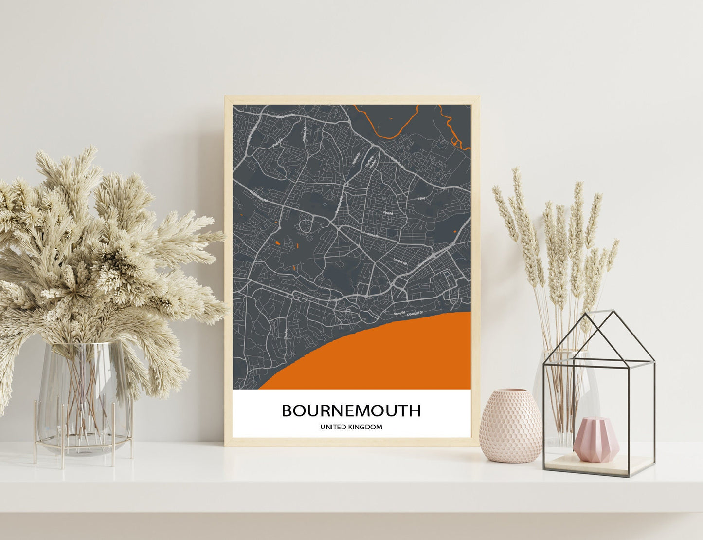 Bournemouth map Print Map Gift Wall Art Map Poster Home Decor Map City Map Print Poster Print