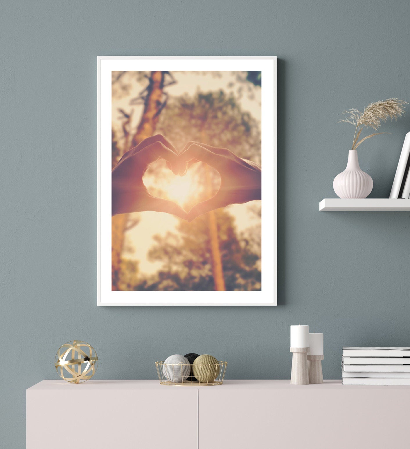 Heart print poster print Love print Sunset print Handsposter Wall art Poster Print Love decor Livingroom decor Bedroom decor