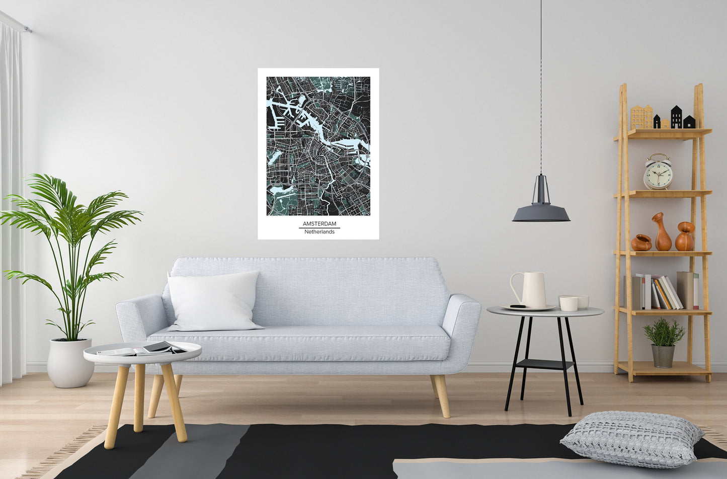 Amsterdam Modern Map, Home decor, Wall art, Office, School, Gift Ideas