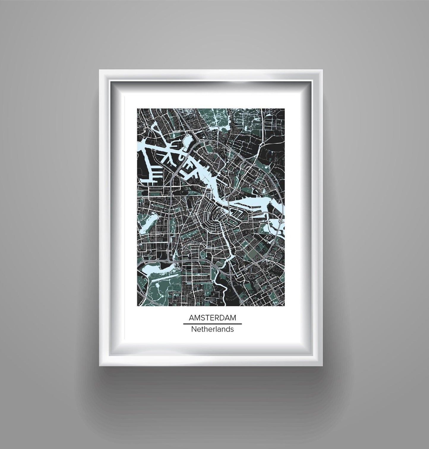 Amsterdam Modern Map, Home decor, Wall art, Office, School, Gift Ideas