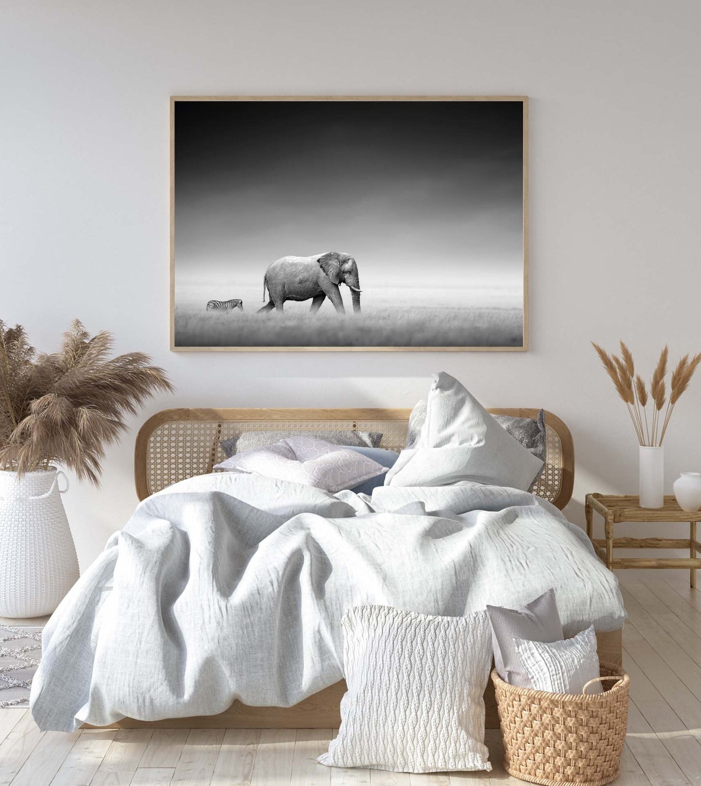 Elephant and Zebra poster print home wall art decor animal poster wild animal black and white