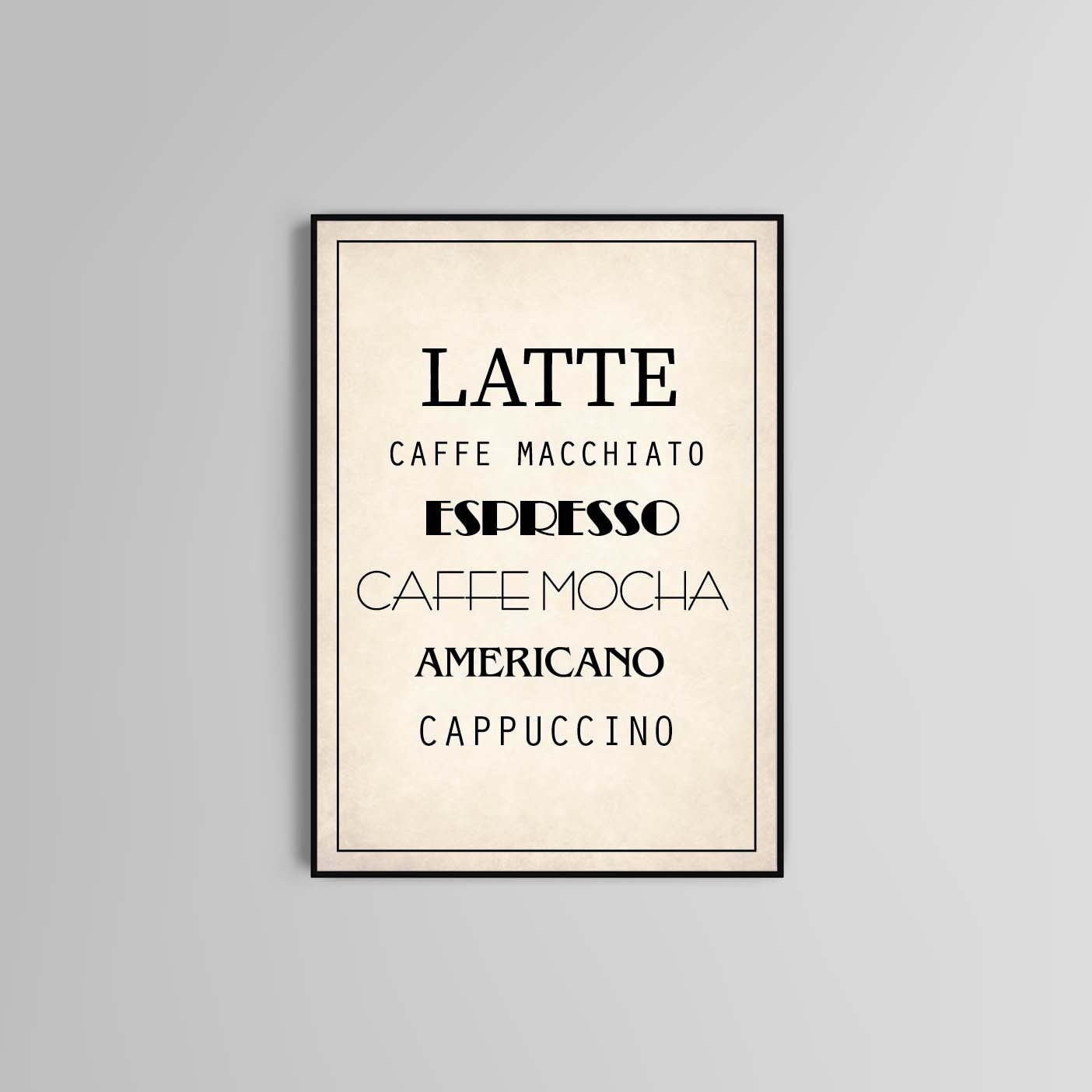 Coffee poster print Typography home wall art decor cafe poster