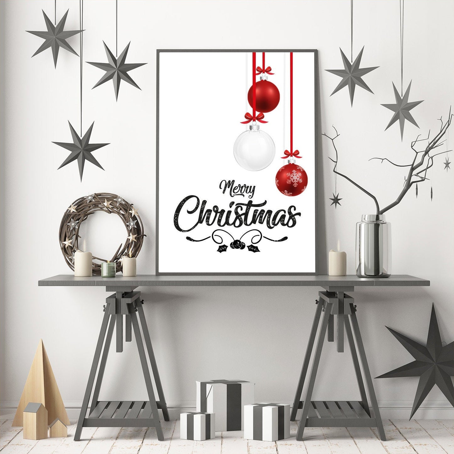 Christmas Baubles, Festive, Christmas décor, Wall art, Poster, Prints, Gift, Home Decor, Dorm accessories