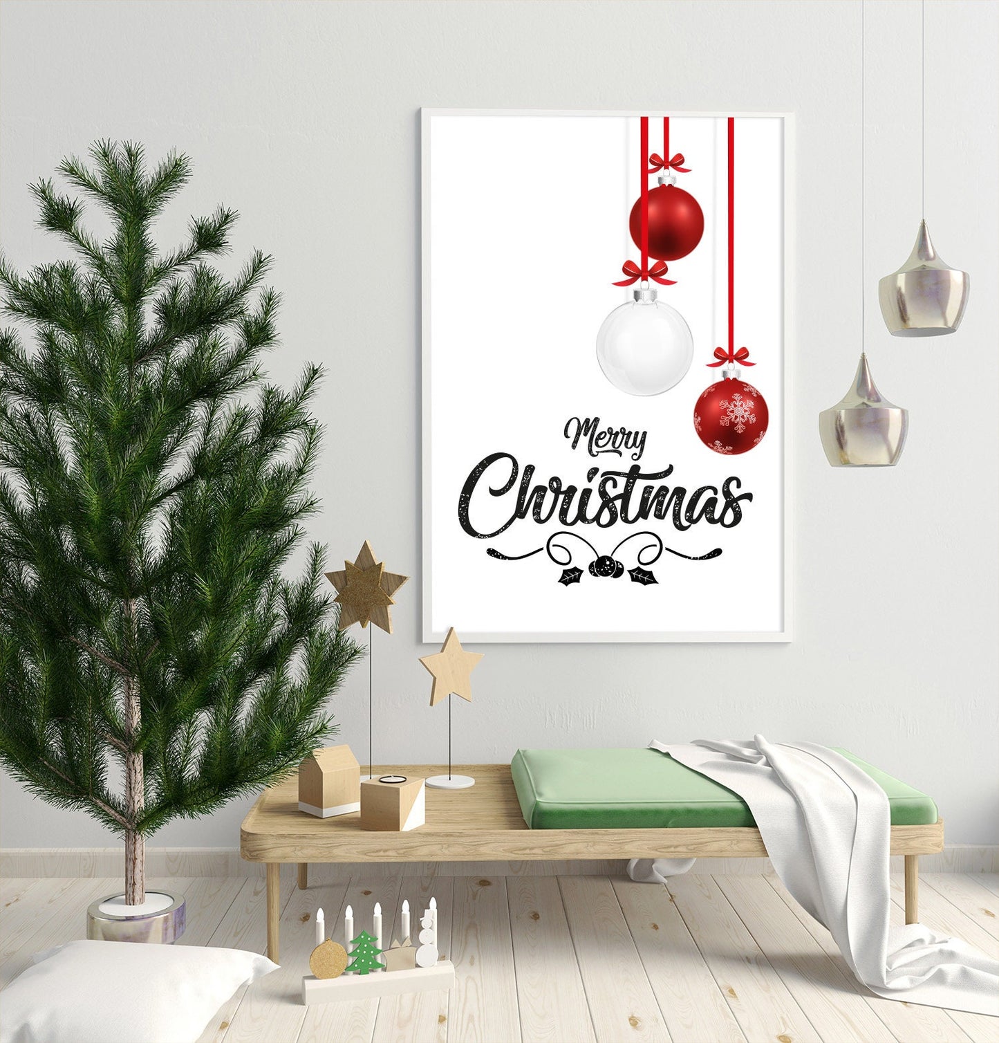Christmas Baubles, Festive, Christmas décor, Wall art, Poster, Prints, Gift, Home Decor, Dorm accessories
