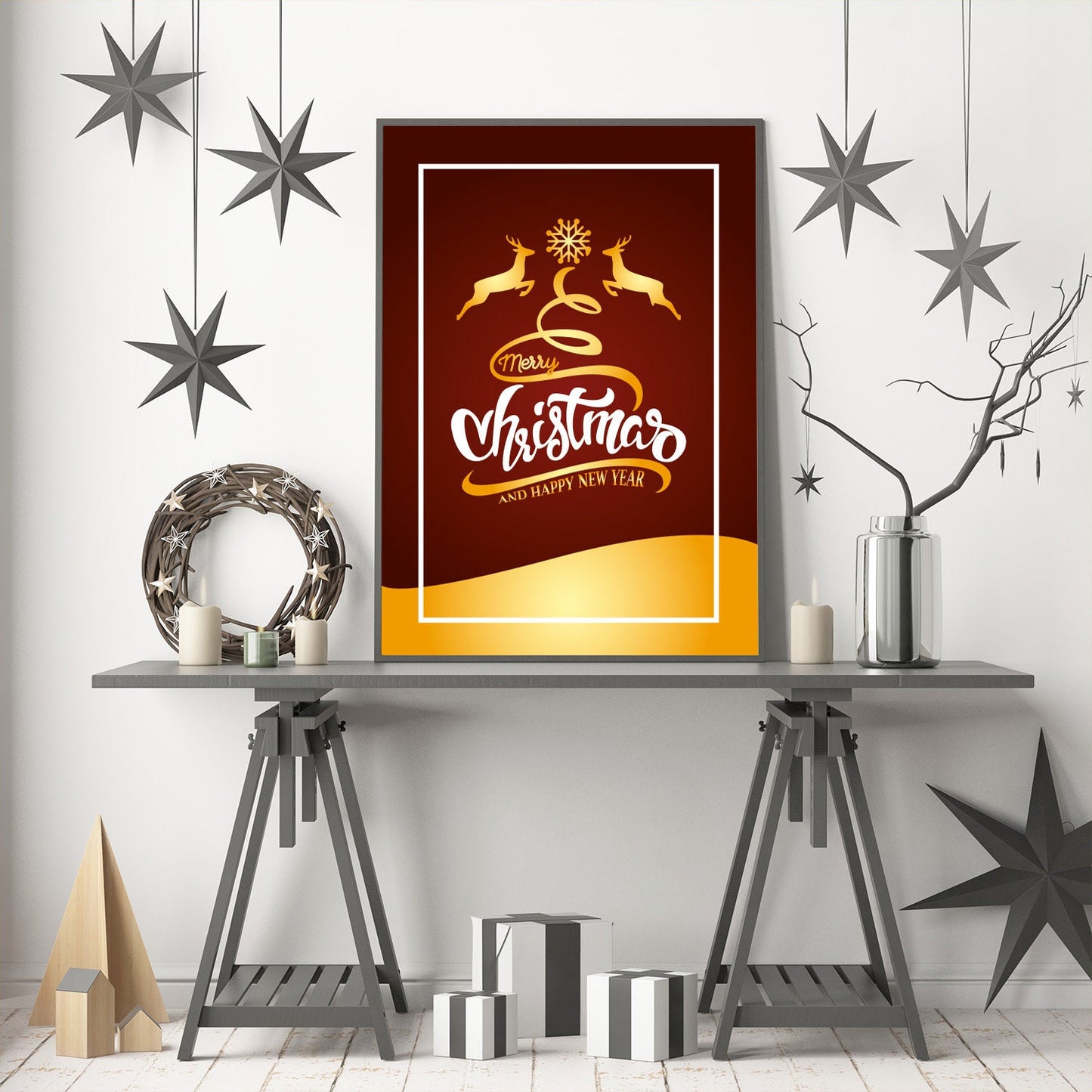 Christmas Deers , Prints, Festive, Christmas décor, Wall art, Poster, Gift, Home Decor, Dorm accessories