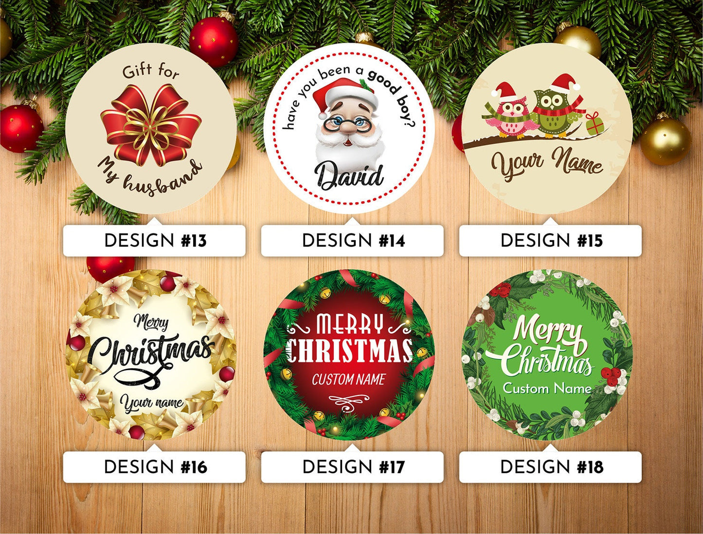 Personalized Christmas stickers , Prints, Festive Stickers, Christmas décor, Gift stickers, Envelope seal,