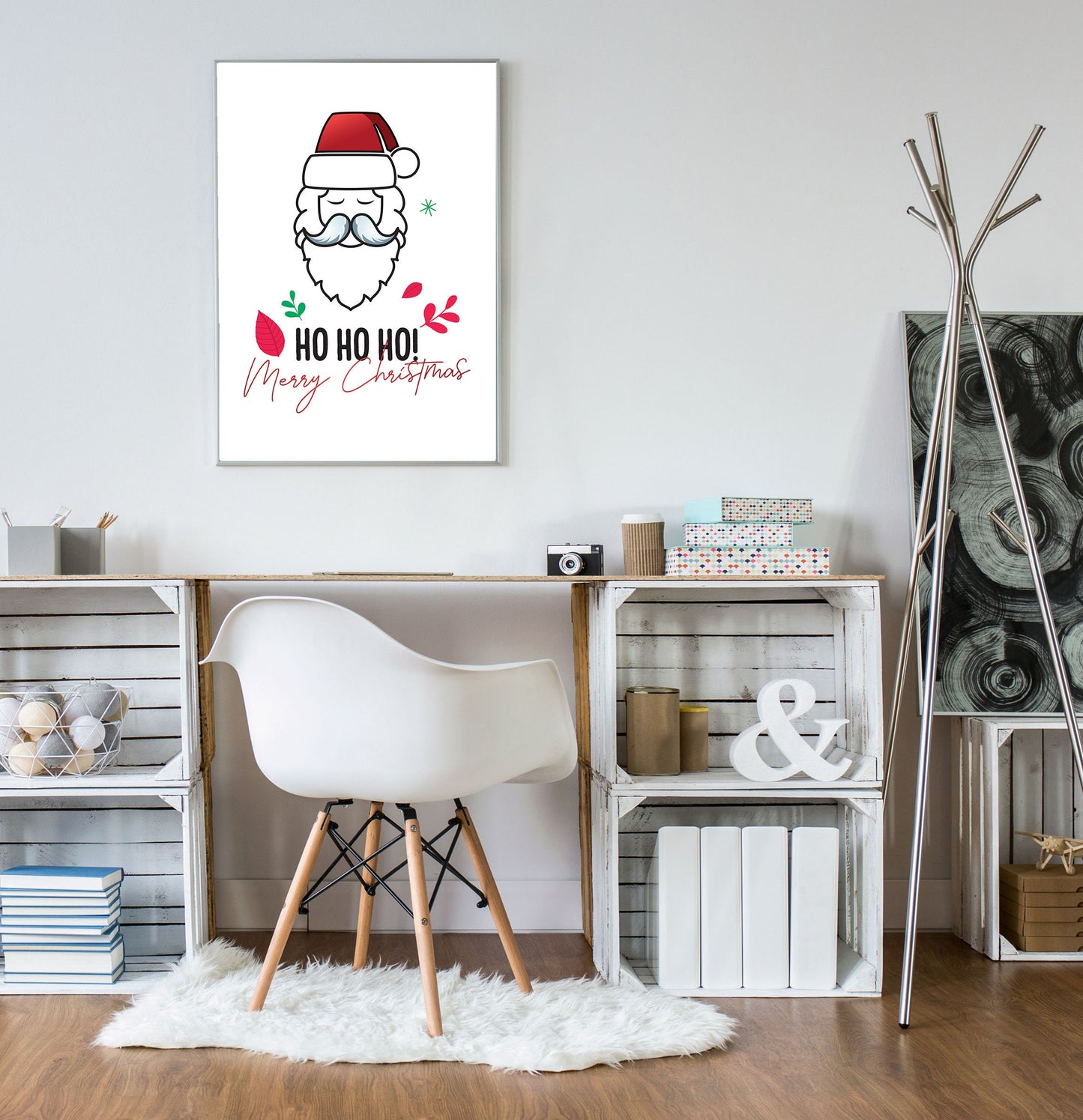 Ho Ho Ho, Christmas, Santa, Festive, Christmas décor, Wall art, Poster, Prints, Gift, Home Decor, Dorm accessories