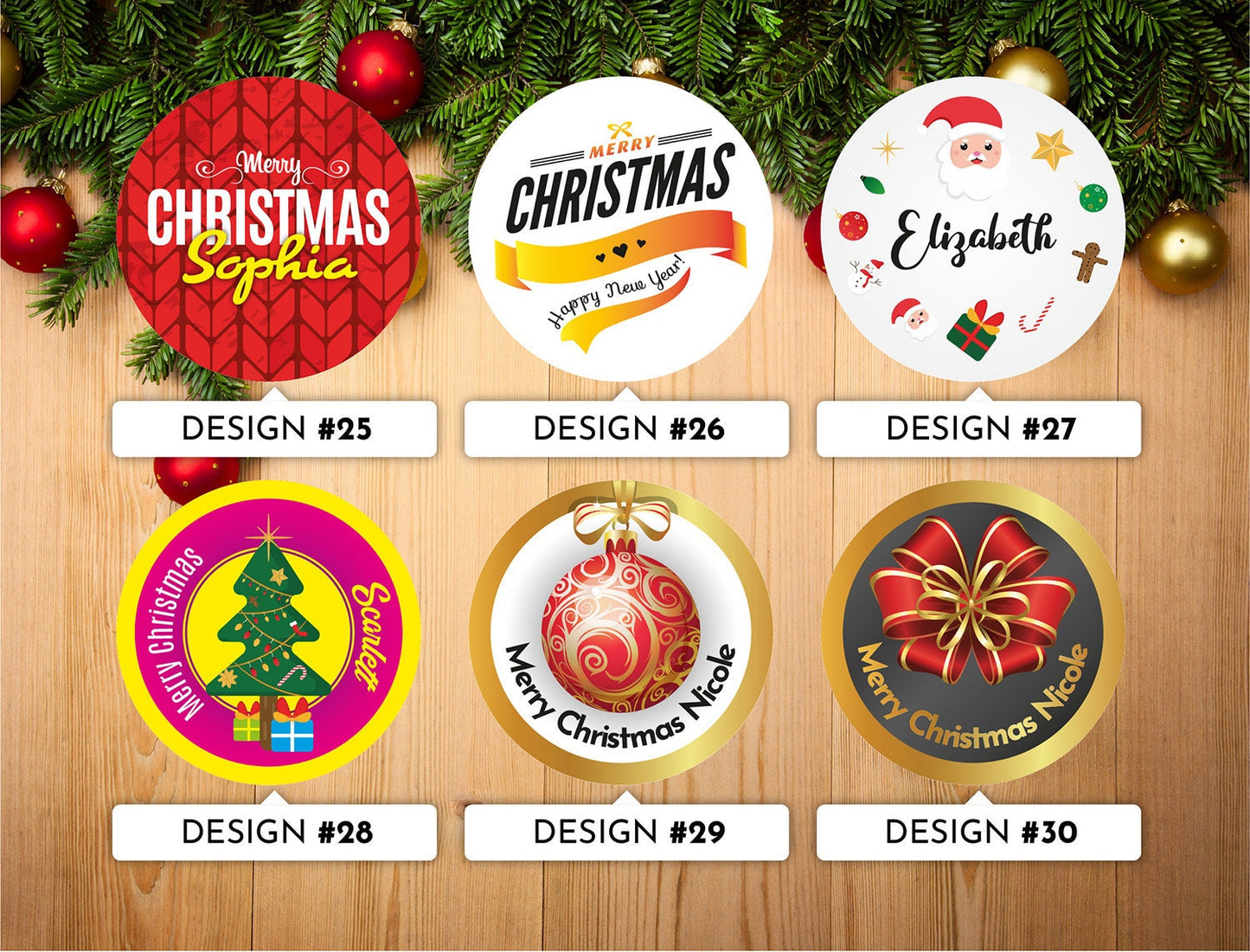 Personalized Christmas stickers , Prints, Festive Stickers, Christmas décor, Gift stickers, Envelope seal,