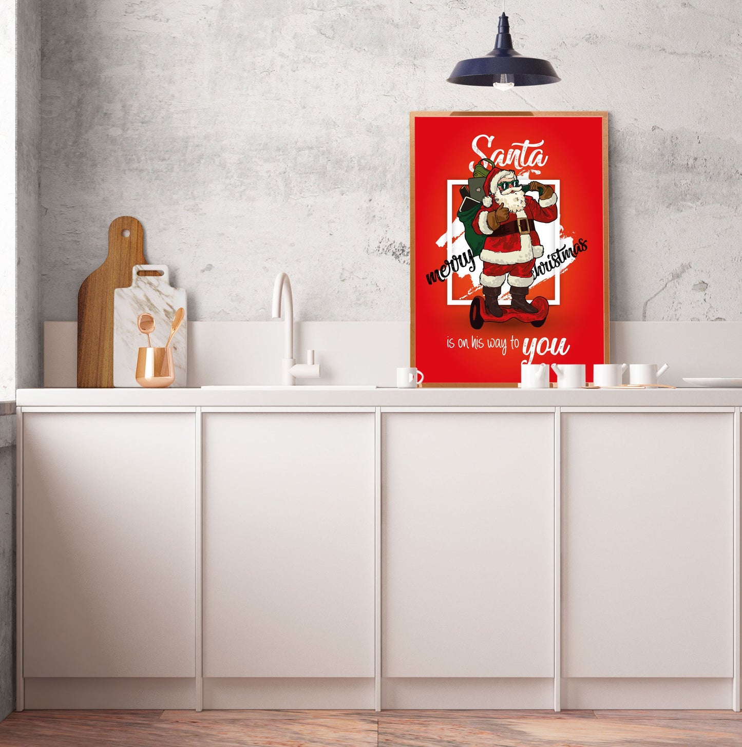 Cool Santa, Christmas, Santa, Festive, Christmas décor, Wall art, Poster, Prints, Gift, Home Decor, Dorm accessories