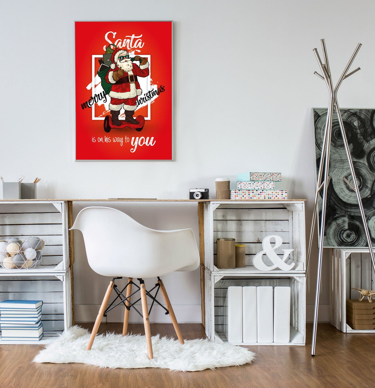 Cool Santa, Christmas, Santa, Festive, Christmas décor, Wall art, Poster, Prints, Gift, Home Decor, Dorm accessories