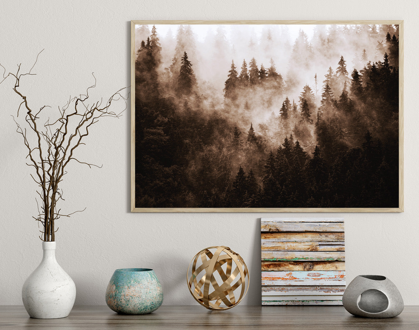 Foggy Forest poster print home wall art decor nature landscape beautiful print