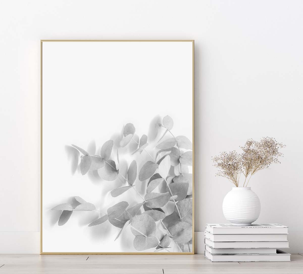 Eucalyptus poster print home wall art decor modern flower home accessories black and white