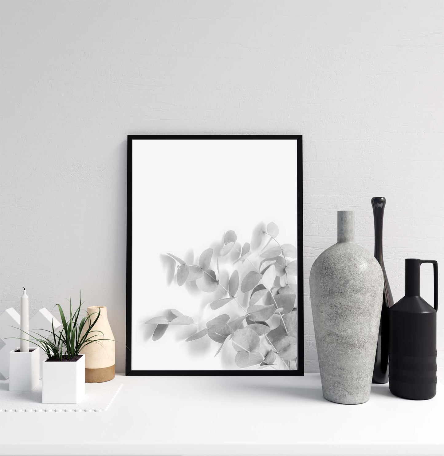 Eucalyptus poster print home wall art decor modern flower home accessories black and white