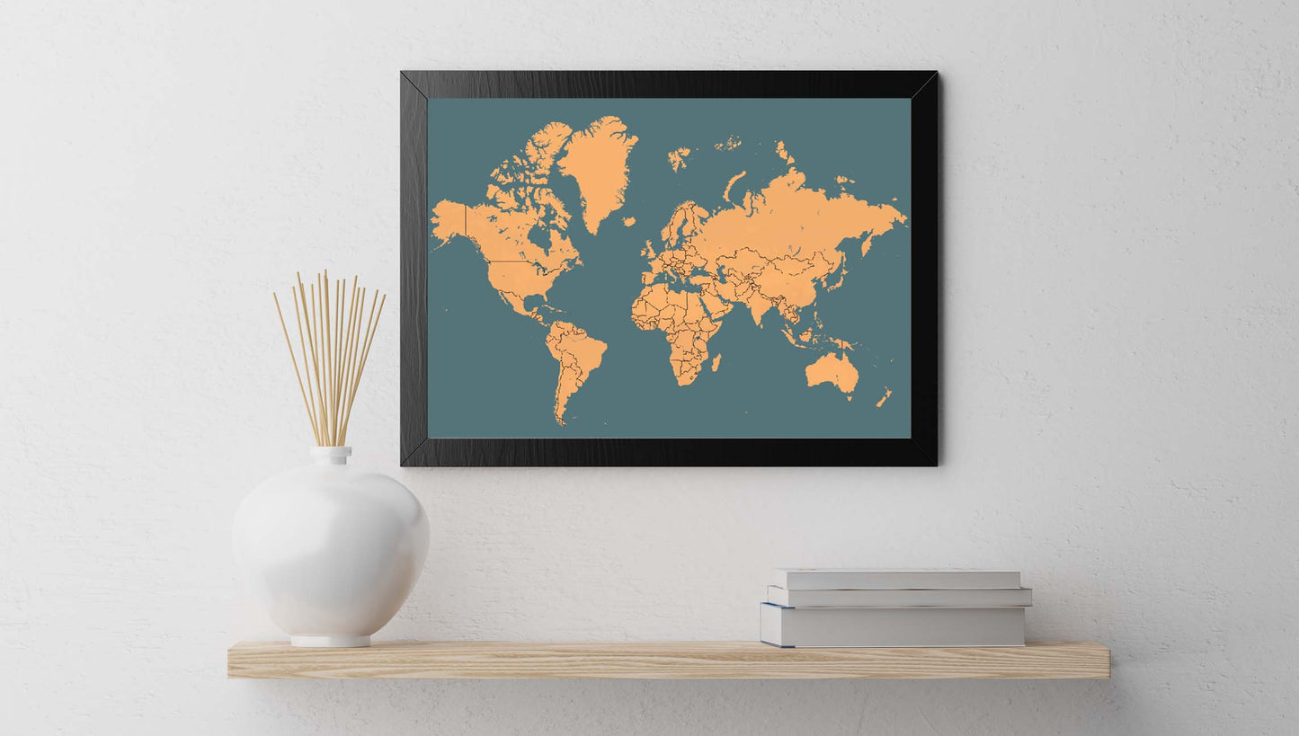 Retro World map poster print home wall art decor modern multiple styles design