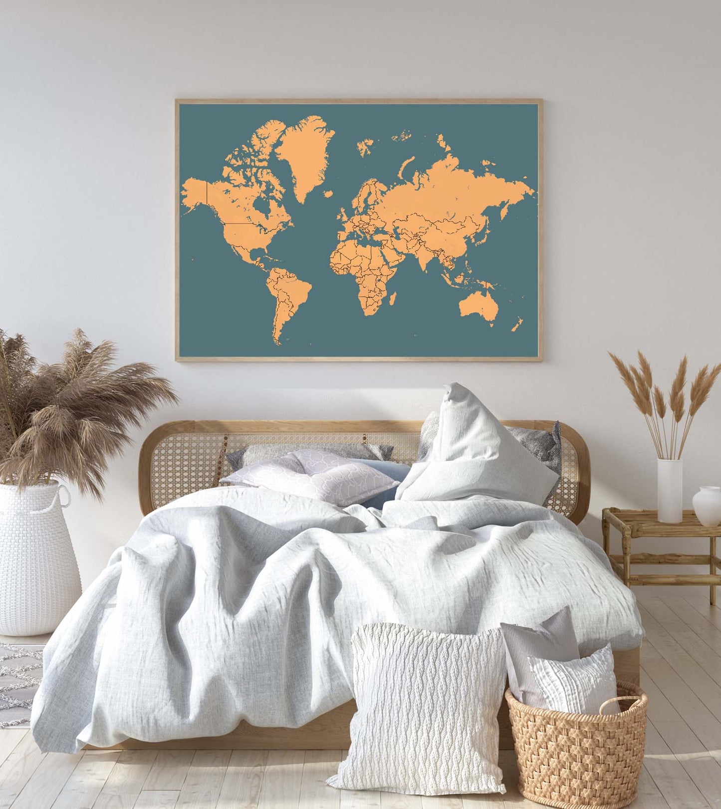 Retro World map poster print home wall art decor modern multiple styles design