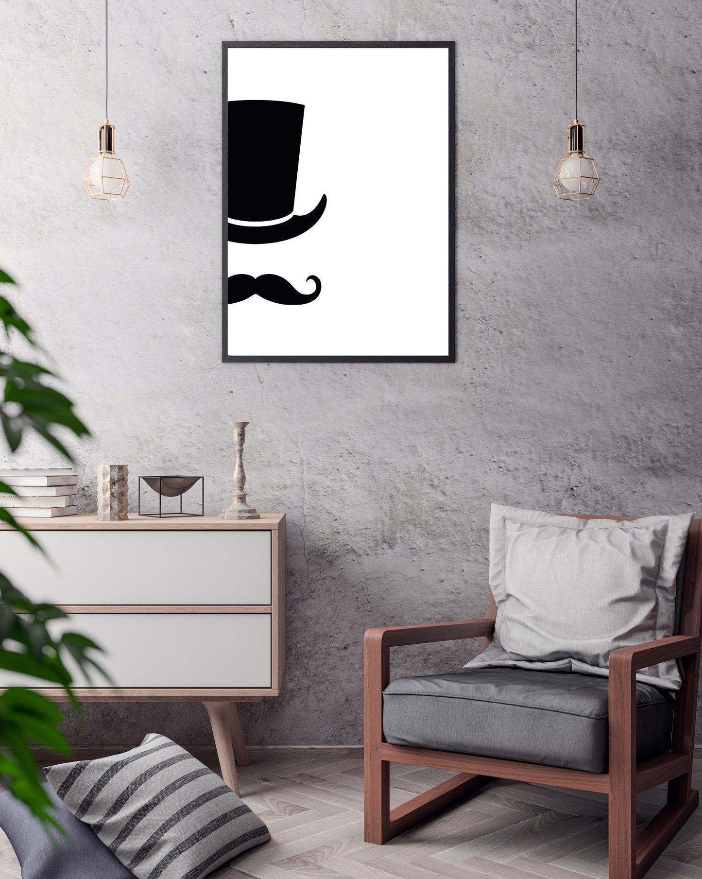 Moustaches poster print home wall art decor black on white elegant and minimal modern design