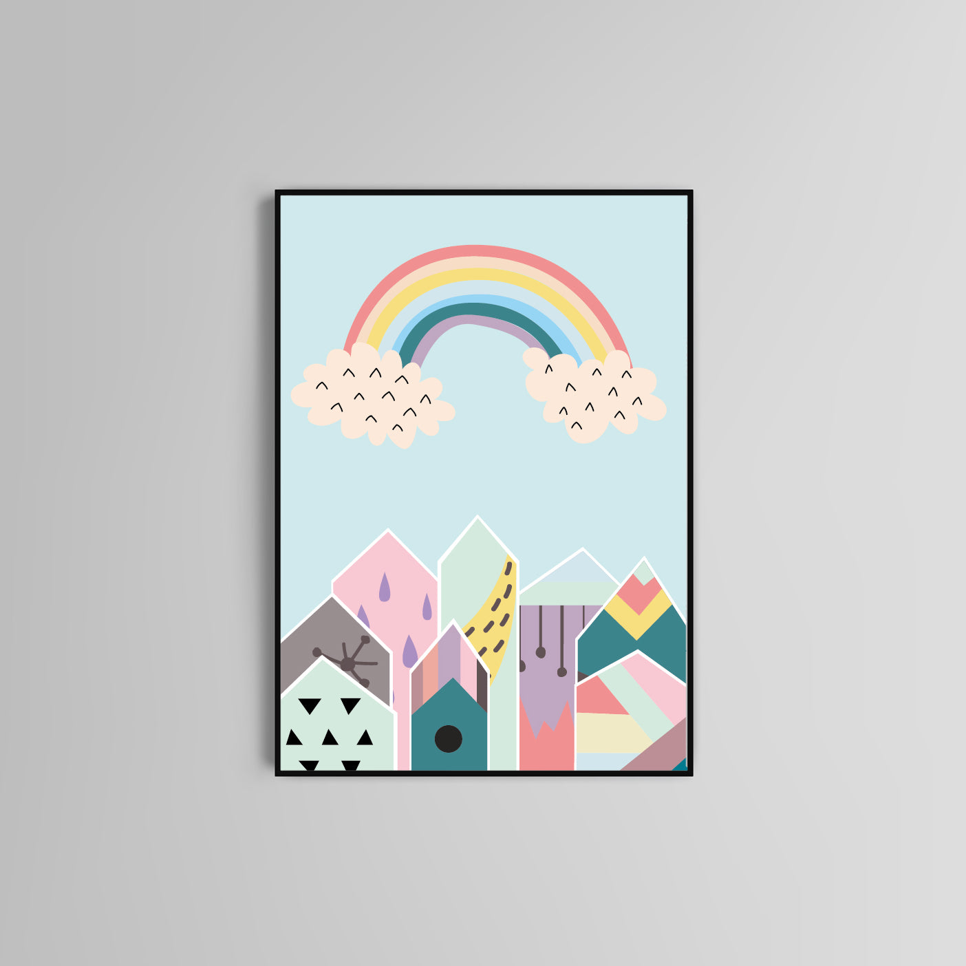 Rainbow poster print home wall nursery kids art decor Nordic rainbow design
