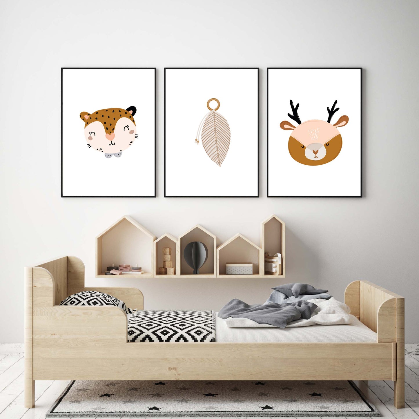 Animals poster print home wall nursery art decor modern kids animal design