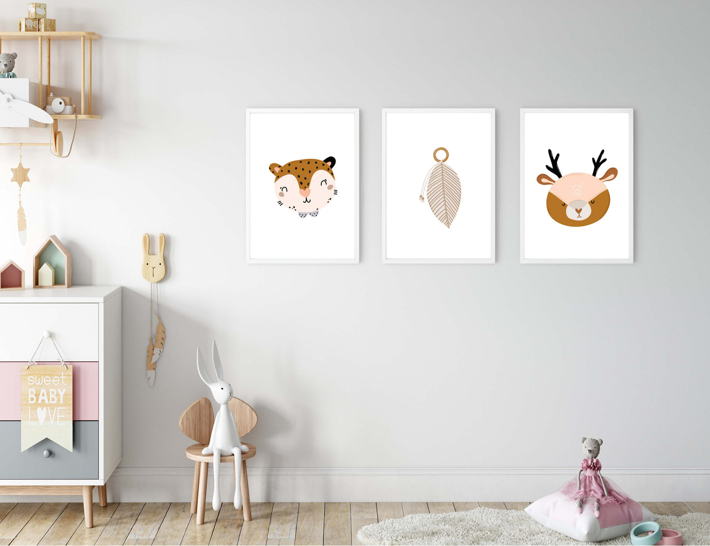 Animals poster print home wall nursery art decor modern kids animal design