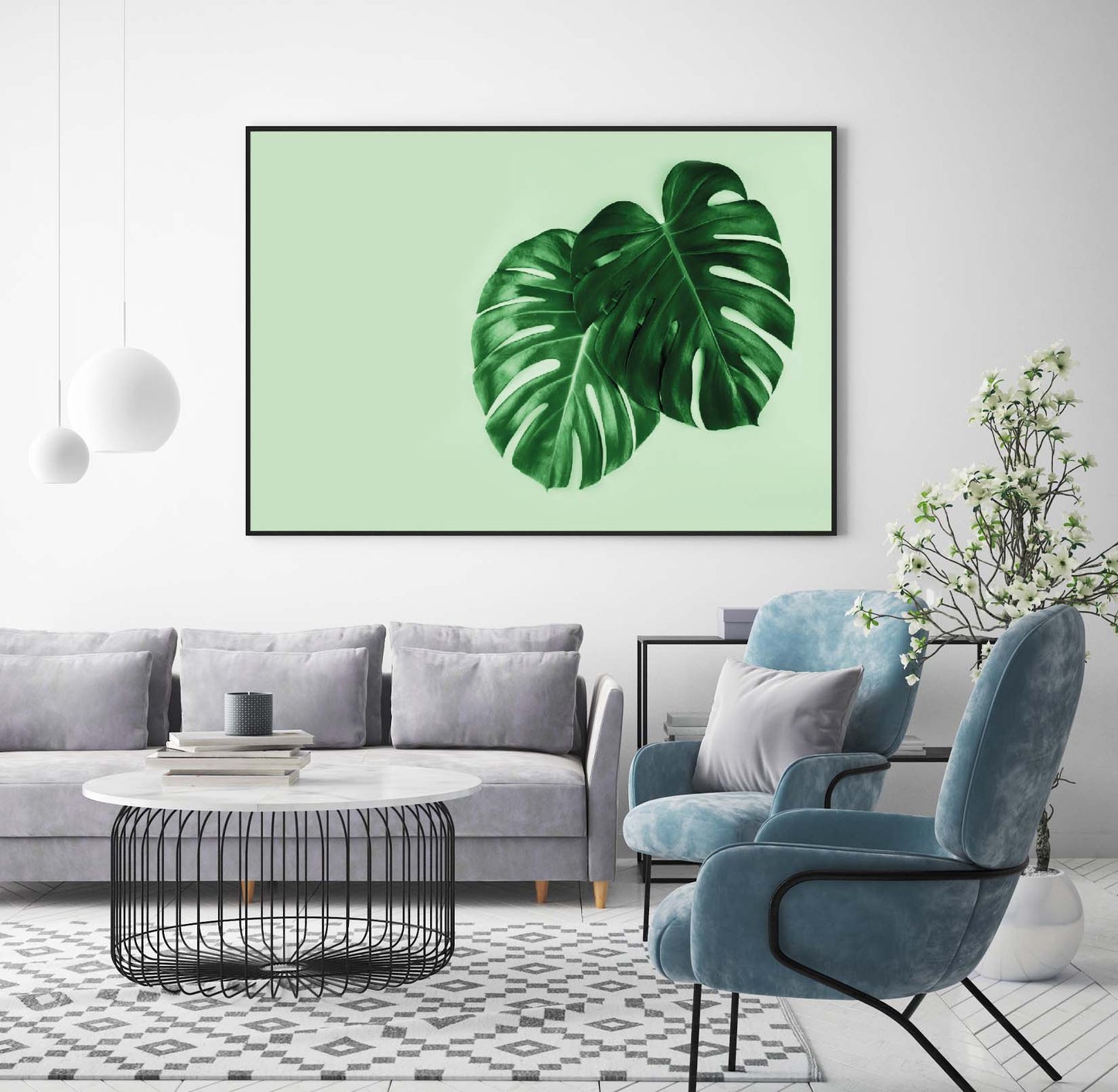 Monstera Leaves poster print home wall art decor monstera plant modern design