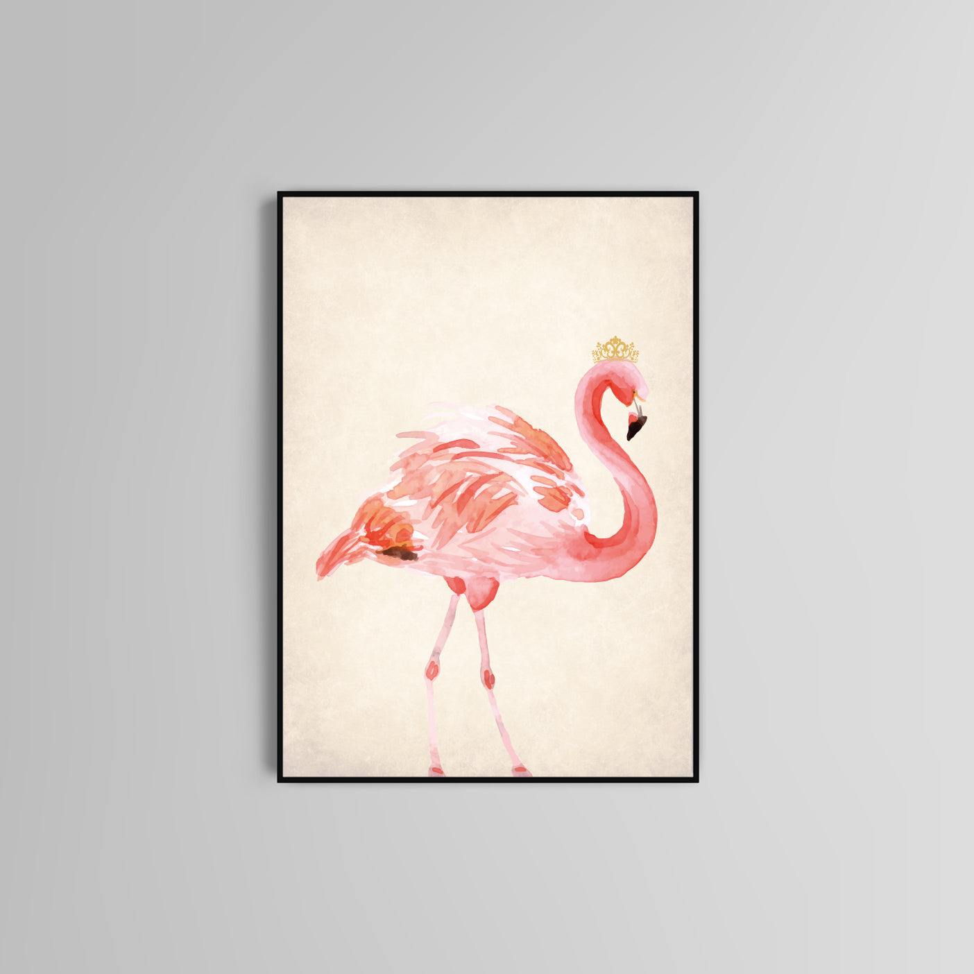 Pink Flamingo poster print home wall art decor elegant design kids nursery room crown prince