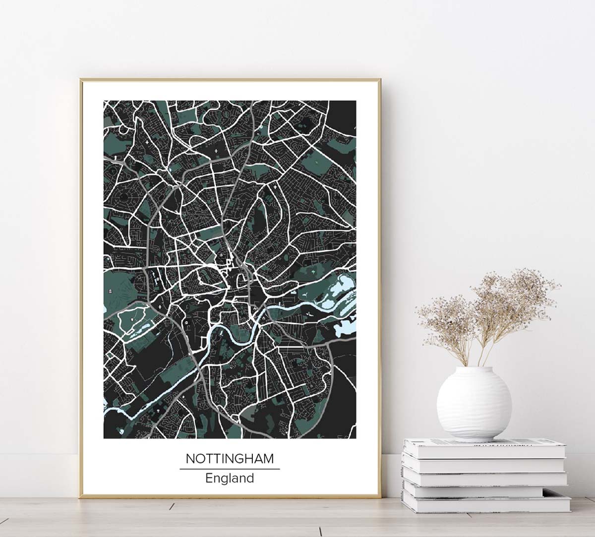 Nottingham Map Print Poster Home accessories Gift Ideas Wall Art Office Decor School Kids Decor