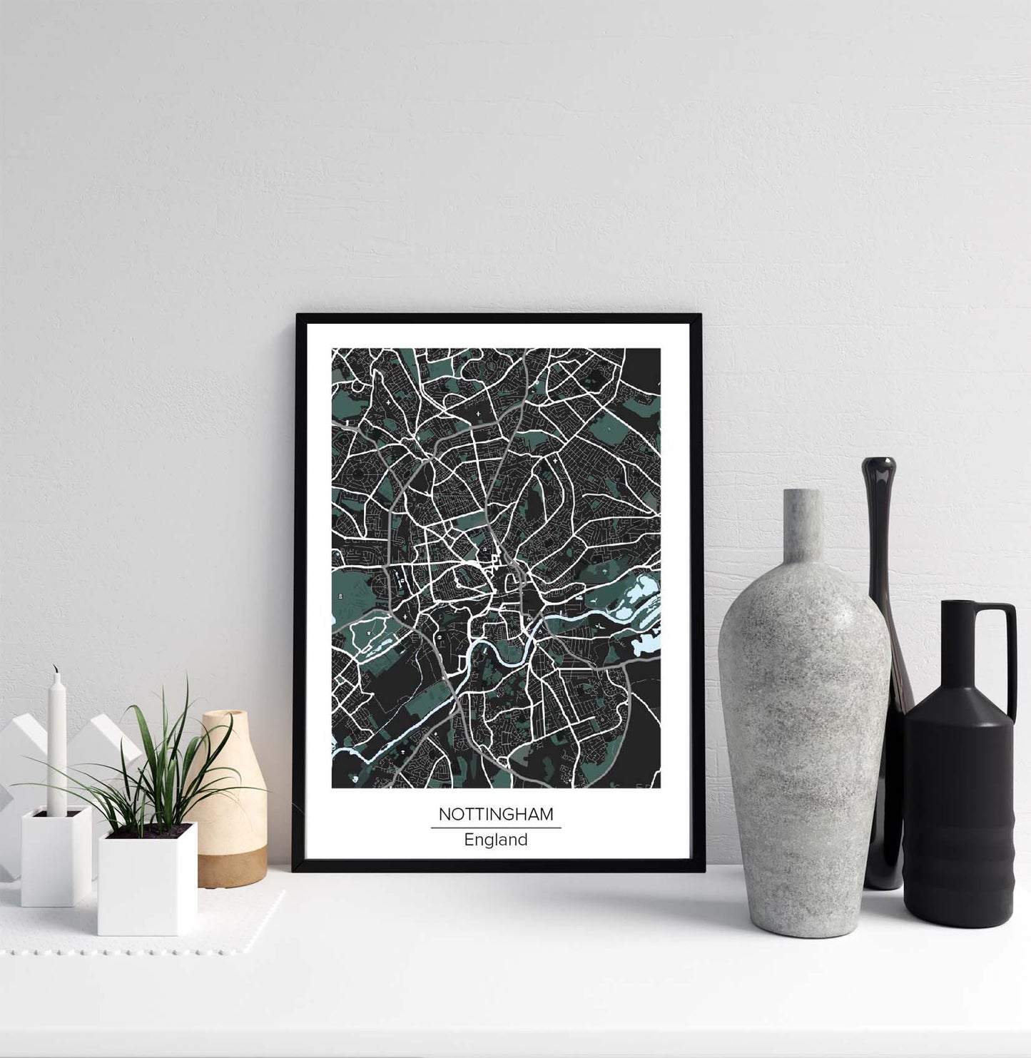 Nottingham Map Print Poster Home accessories Gift Ideas Wall Art Office Decor School Kids Decor