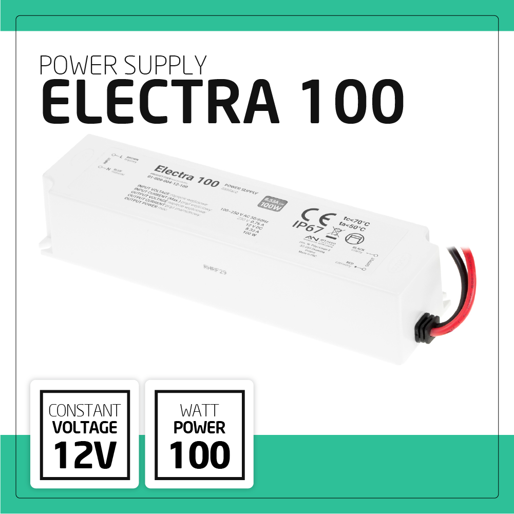 Bergmen Electra LED Driver 12v 100W for signage, cctv, led modules