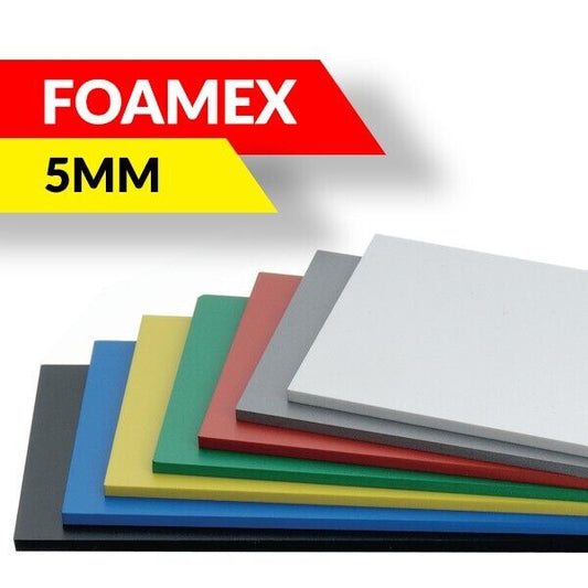 Foam PVC Light Weight Signage Sheet 5mm or 3mm - Foamex® Board Blanks Craft White Black Red Green Yellow