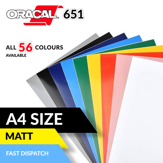 Matt A4 Vinyl Sheets Self Adhesive Oracal 651  All 56 Colours Available