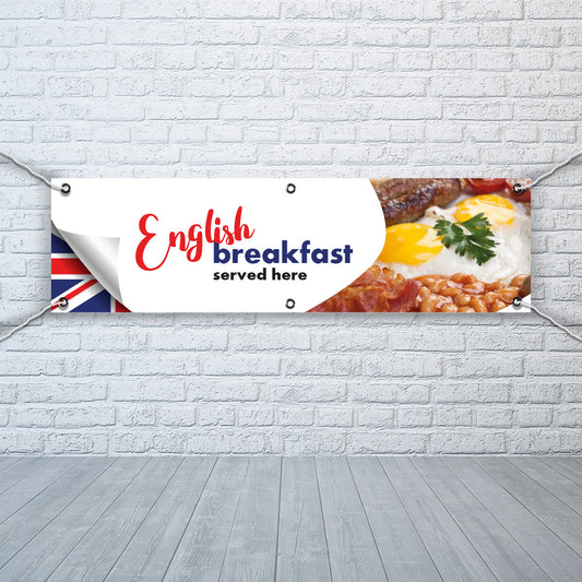 PVC Banner All Day Breakfast 1ft x 4ft Fast Food Print Outdoor Waterproof High Quality