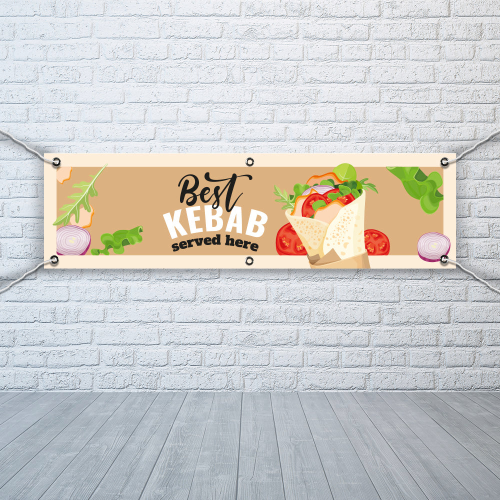 PVC Banner kebabs 1ft x 4ft Fast Food Print Outdoor Waterproof High Quality