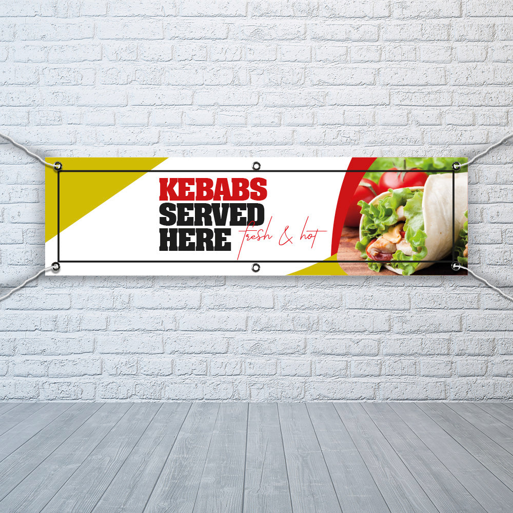 PVC Banner kebabs 1ft x 4ft Fast Food Print Outdoor Waterproof High Quality