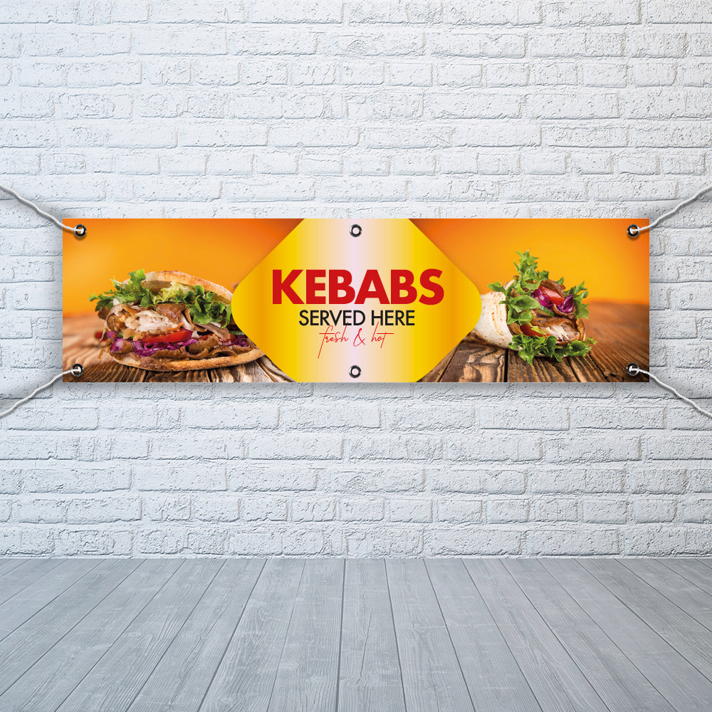 PVC Banner kebabs 1ft x 4ft Fast Food Print Outdoor Waterproof High Quality