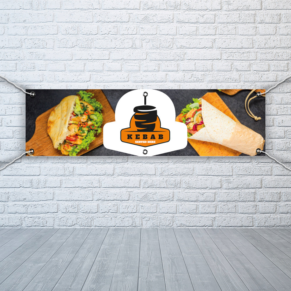 PVC Banner kebabs 1ft x 4ft Fast Food Print Outdoor Waterproof High Quality