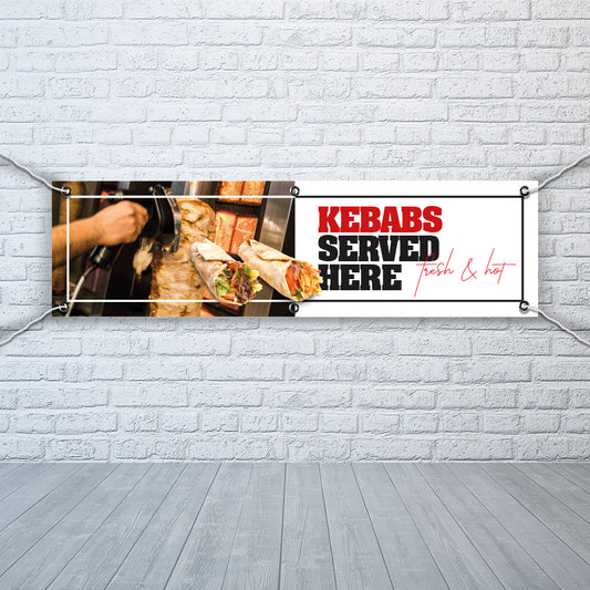 PVC Banner kebabs 1ft x 4ft Fast Food Print Outdoor Waterproof High Quality