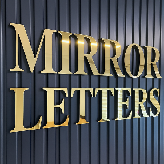 Acrylic Self-Adhesive Letters - Gold Mirror, Silver Mirror, Rose Mirror, Black, White & Anhracite - Price per single letter