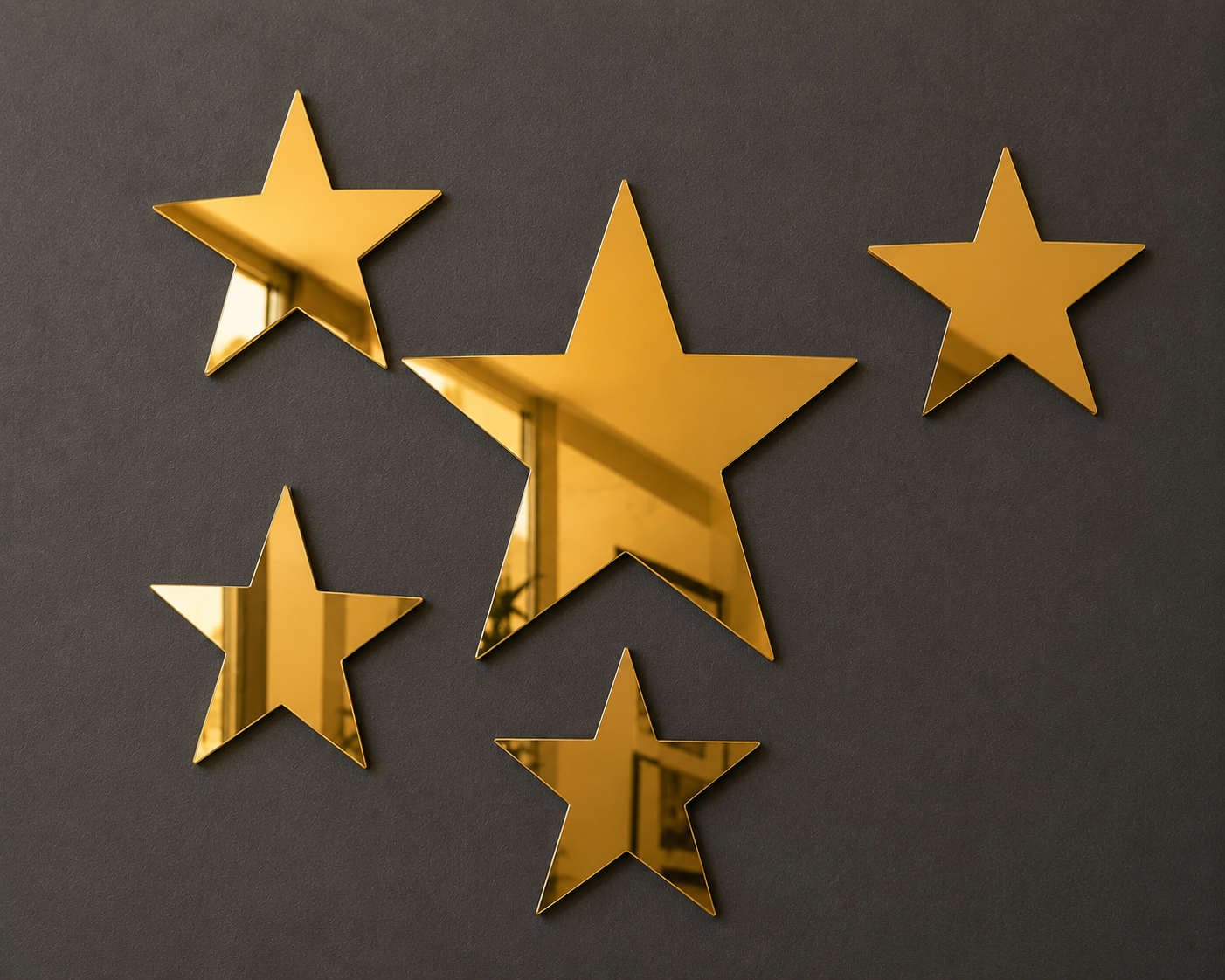 Mirror Acrylic Wall Decor Stars Gold, Silver, Rose Gold Perspex Wall Art White Anthracite Black