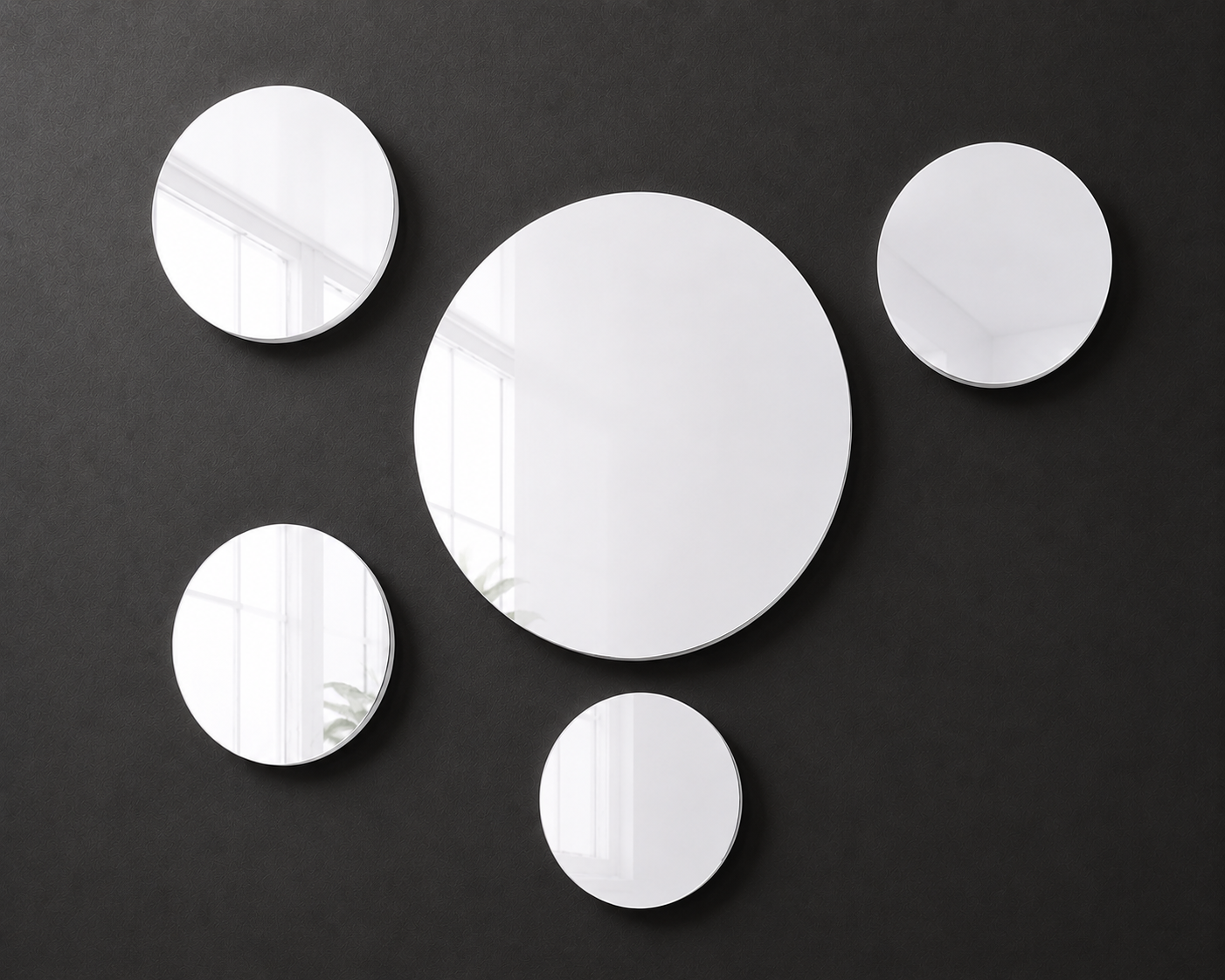 Mirror Acrylic Wall Decor Circles Gold, Silver, Rose Gold Perspex Wall Art White Anthracite Black