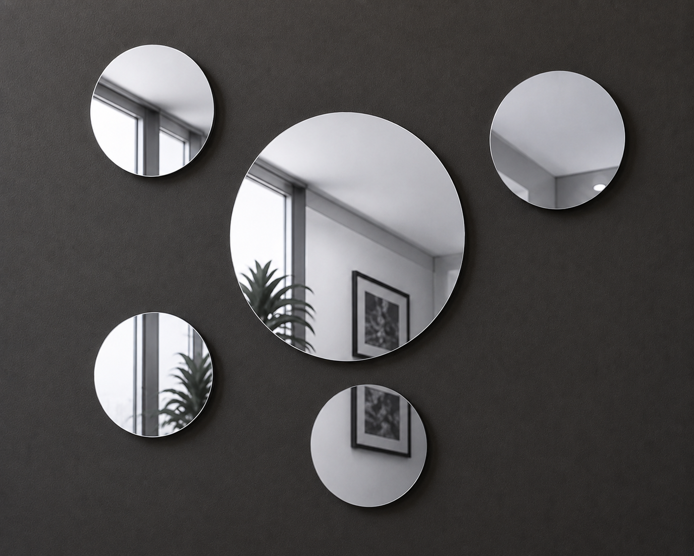 Mirror Acrylic Wall Decor Circles Gold, Silver, Rose Gold Perspex Wall Art White Anthracite Black