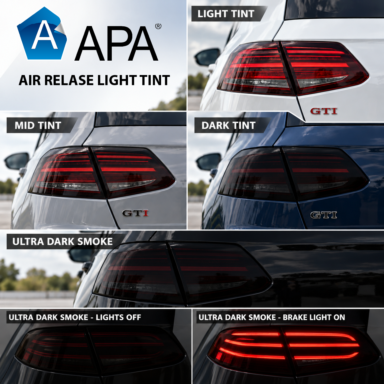 APA Quick & Dry Rear Light Tint Film – Gloss Air Release Quality Tint