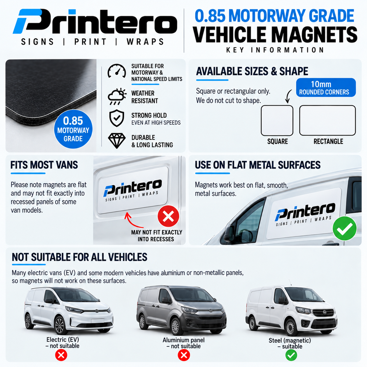 2 x Magnetic Van Signs Removable Personalised business signage