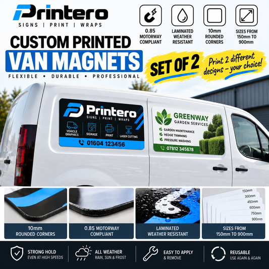2 x Magnetic Van Signs Removable Personalised business signage