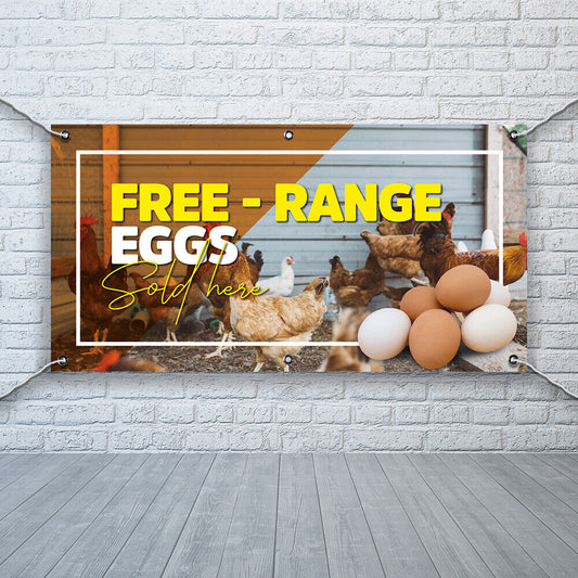 PVC Banner Free Range Eggs Promotional Print Outdoor Waterproof High Quality