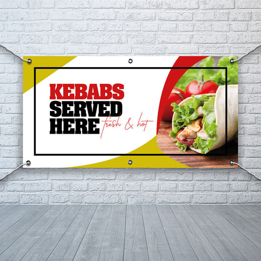 PVC Banner Kebabs Served Here Promotional Print Outdoor Waterproof High Quality